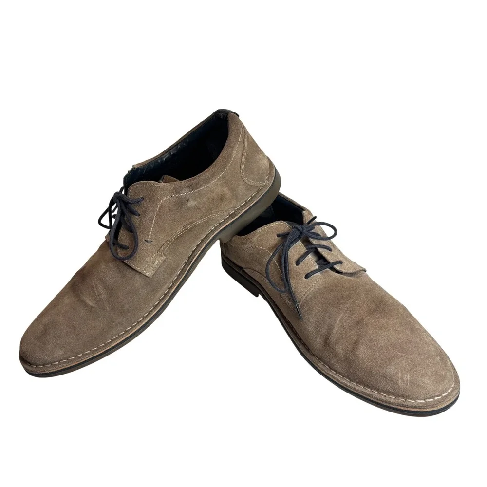 Steve Madden Suede Oxford Mens 13 Taupe Lace Up Casual Leather Dress‎ Shoes